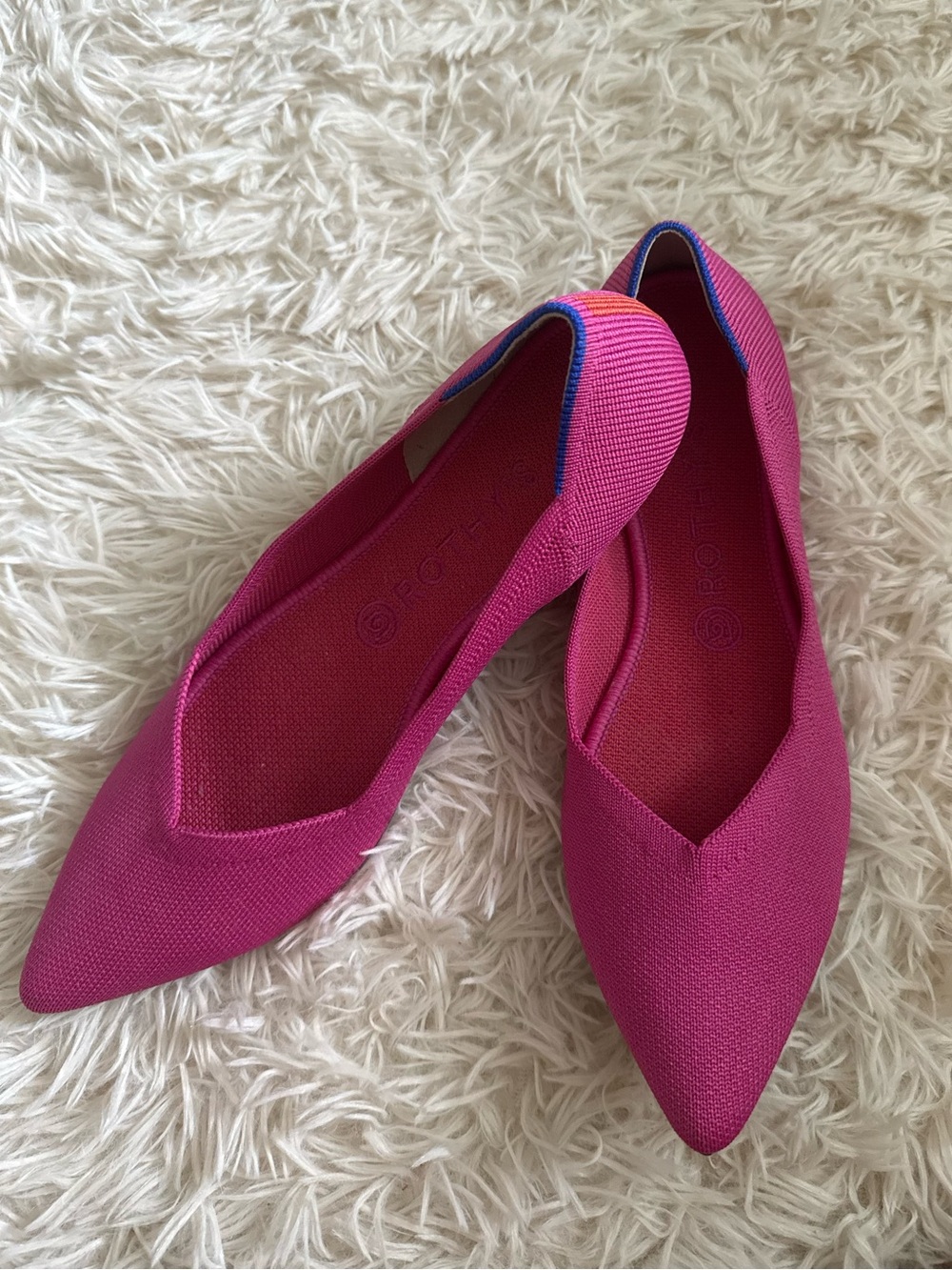 Rothy's The Point Pink Knit Pointy Toe Flat Ballet Slip
